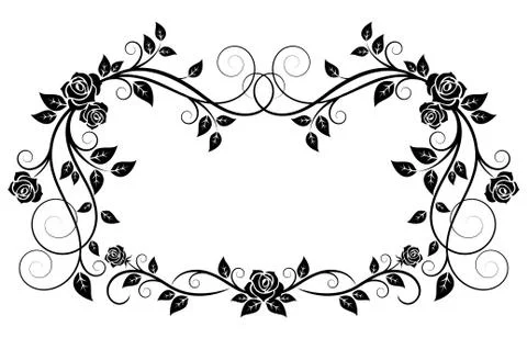 Ornamental frame with rose flowers Stock Illustration