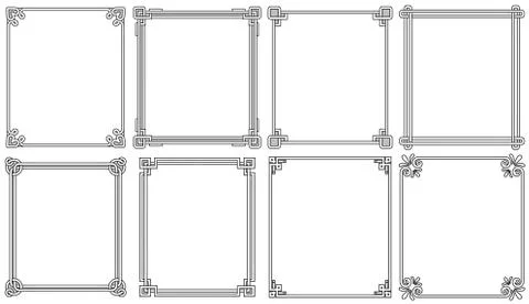 Ornamental Frames with Corners in Different Style Illustrazione stock