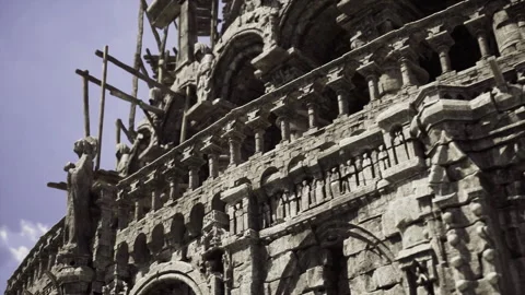 Ornamental front with commanding shadows and artistic precise measurements Stock Footage 342428209