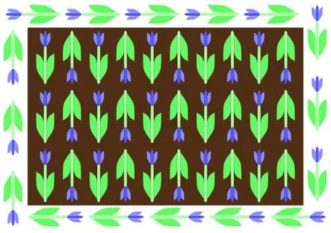 Ornamental geometric floral pattern on angular tile Stock Illustration