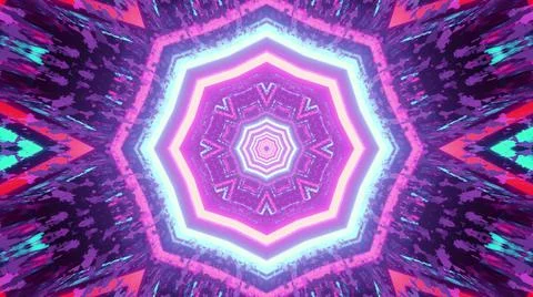 Ornamental geometric pattern with neon light reflections 3d illustration Illustrazione stock