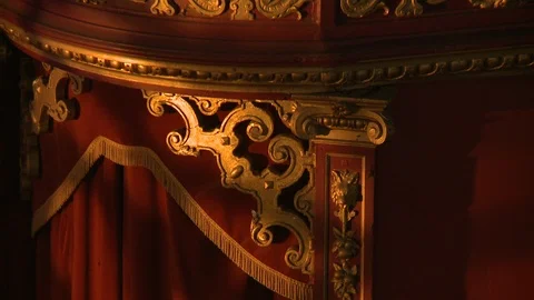 Ornamental Gold decoration carnival pattern red velvet curtain circus 스톡 동영상 88148563