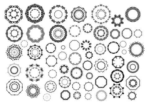 Ornamental hand drawn round frames collection for the page deco Stock Illustration