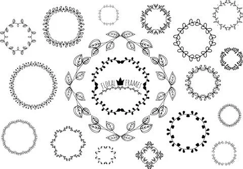 Ornamental hand drawn round frames for the page decoration Stock Illustration
