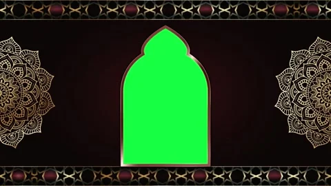 Ornamental islamic arch frames with golden mandala patterns on dark luxury 動画素材 344516404