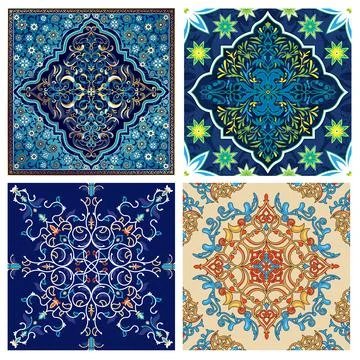 Ornamental Islamic Seamless Pattern Set Stock Illustration