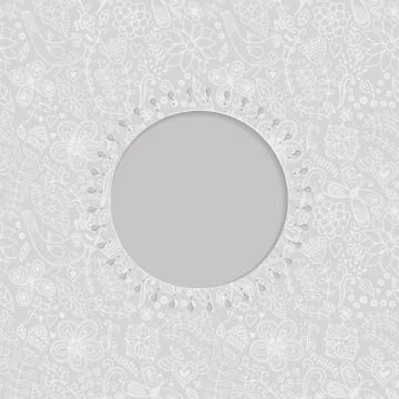 Ornamental lace frame, circle background with many details, looks like croche Stock Illustration