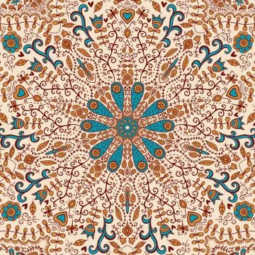 Ornamental lace pattern, circle background with many details, looks like croc Stock Illustration