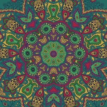 Ornamental lace pattern, circle background with many details, looks like croc Stock Illustration