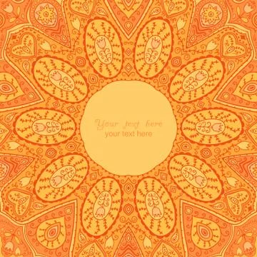 Ornamental lace pattern, circle background with many details, looks like croc Stock Illustration