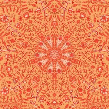 Ornamental lace pattern, circle background with many details, looks like croc Illustrazione stock