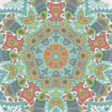 Ornamental lace pattern, circle background with many details, looks like croc Stock Illustration