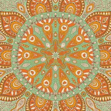 Ornamental lace pattern, circle background with many details, looks like croc Stock Illustration