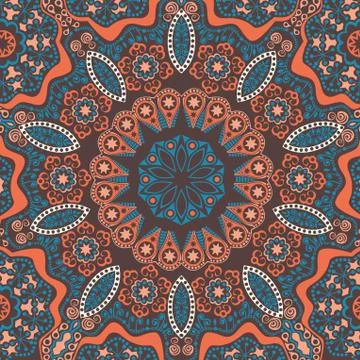 Ornamental lace pattern, circle background with many details, looks like croc Stock Illustration