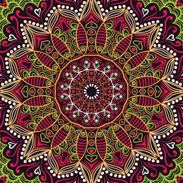 Ornamental lace pattern, circle background with many details, looks like croc Stock Illustration