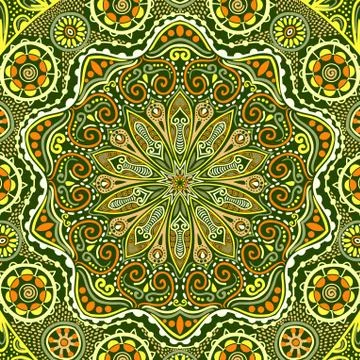 Ornamental lace pattern, circle background with many details, looks like croc Stock Illustration