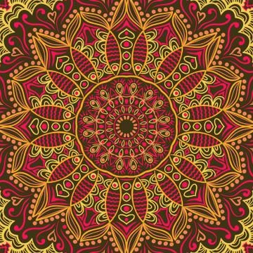 Ornamental lace pattern, circle background with many details, looks like croc Illustrazione stock