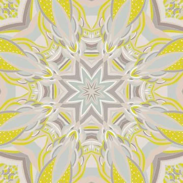 Ornamental lace pattern, circle background with many details. Pastel colors. Stock Illustration