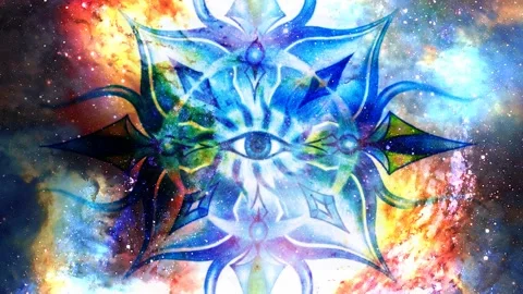 Ornamental mandala in cosmic space, Third Eye Chakra. Stock Footage 158170058