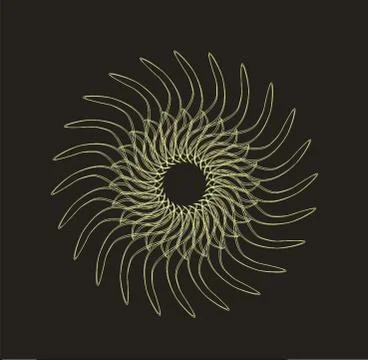 Ornamental mandala with filigrane linear pattern on black background. Vector 스톡 일러스트