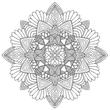 Ornamental Mandala. Vector art design. Unique ornament pattern. Adult colorin Illustrazione stock