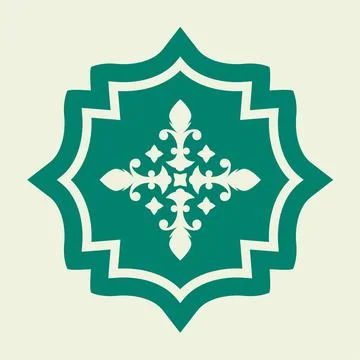 Ornamental pattern, emblem or banner in flat style. Vintage badge. Vector Stock Illustration