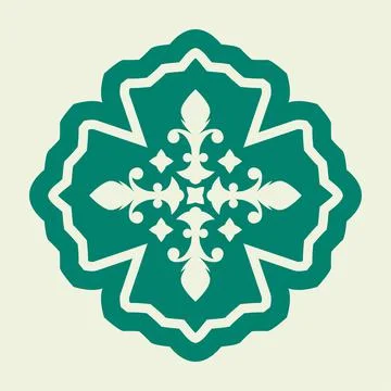 Ornamental pattern, emblem or banner in flat style. Vintage badge.  Stock Illustration