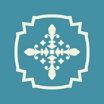 Ornamental pattern, emblem or banner in flat style. Vintage badge. Vector Stockillustratie