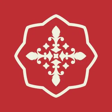 Ornamental pattern, emblem or banner in flat style. Vintage badge. Vector Stock Illustration