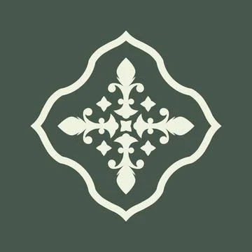 Ornamental pattern, emblem or banner in flat style. Vintage badge. Vector Stock Illustration