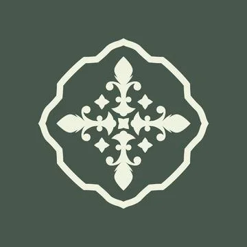 Ornamental pattern, emblem or banner in flat style. Vintage badge. Vector Stock Illustration