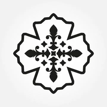 Ornamental pattern, emblem or banner. Vintage badge isolated on white background Stock Illustration