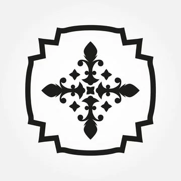 Ornamental pattern, emblem or banner. Vintage badge isolated on white background Stock Illustration