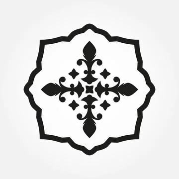 Ornamental pattern, emblem or banner. Vintage badge isolated on white background Stock Illustration