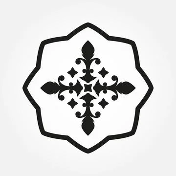 Ornamental pattern, emblem or banner. Vintage badge isolated on white background Stock Illustration