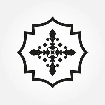 Ornamental pattern, emblem or banner. Vintage badge isolated on white background Stock Illustration