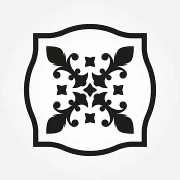 Ornamental pattern, emblem or banner. Vintage badge isolated on white background Stock Illustration