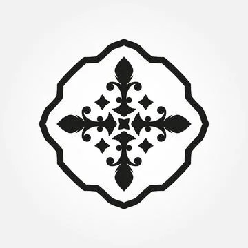 Ornamental pattern, emblem or banner. Vintage badge isolated on white background Stock Illustration