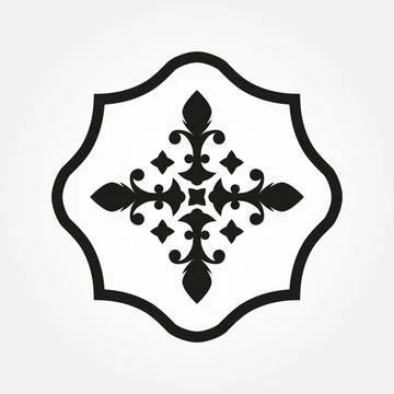 Ornamental pattern, emblem or banner. Vintage badge isolated on white background Stock Illustration