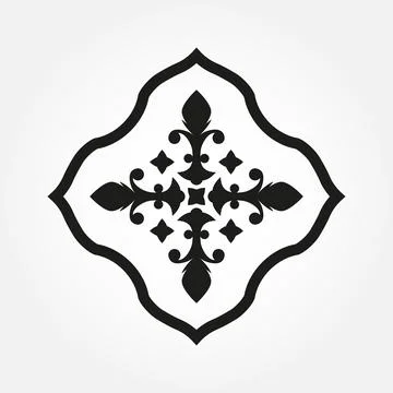 Ornamental pattern, emblem or banner. Vintage badge isolated on white background Stock Illustration