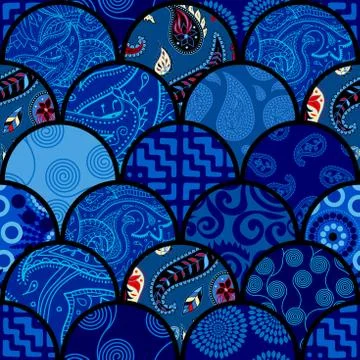 Ornamental pattern in ffish scale style. Vector image. 스톡 일러스트