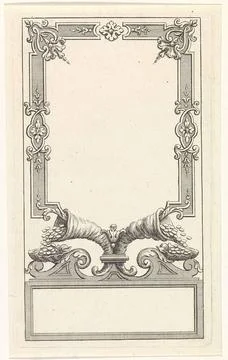 Ornamental picture frame with two empty frames and in the middle twice a c... Stock Photos