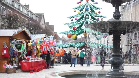 Ornamental Pool Next to Saint-Corneille Library Stock Footage 225844080