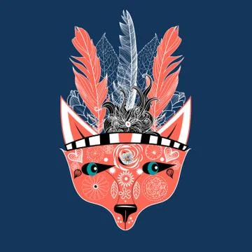 Ornamental portrait of a wolf Stock Illustration