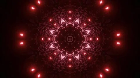 Ornamental red sci fi tunnel 3d illustration background Stock Illustration