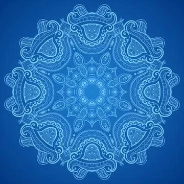 Ornamental round blue lace pattern Stock Illustration