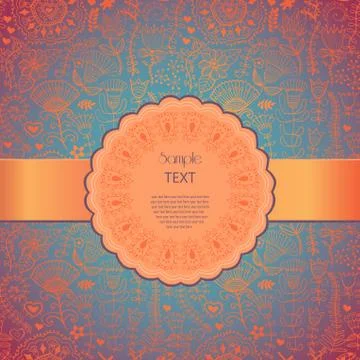 Ornamental round lace frame. background for celebrations, holidays, sewing, a Stock Illustration