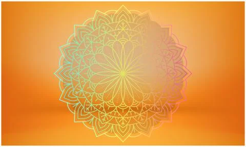 Ornamental round lace pattern on abstract gold background Stock Illustration