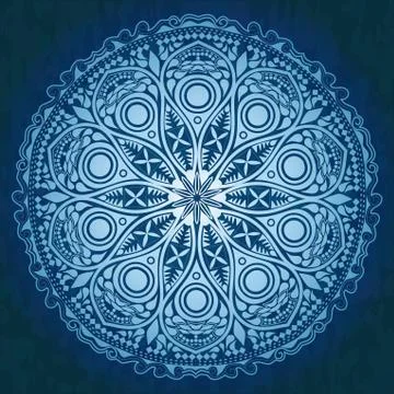 Ornamental round lace pattern, circle background with many details, looks lik Stock Illustration