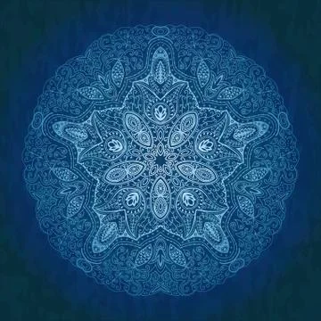 Ornamental round lace pattern, circle background with many details, looks lik Stock Illustration